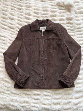 Cherokee Dark Brown Suede Button-Front Jacket